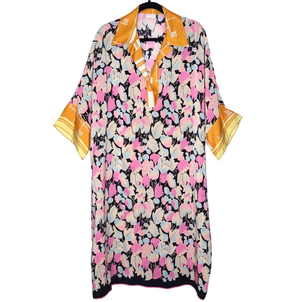 DRIES VAN NOTEN Floral-Print Daze Kaftan Multicolor Silk Slip On Women's M